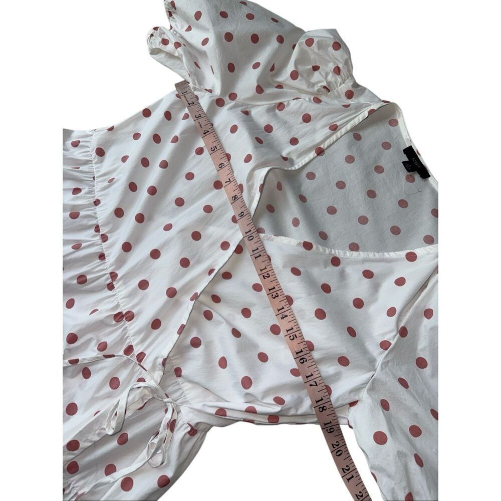 J.crew polka dot Puff-sleeve cotton poplin wrap dress in white rose dot - Picture 10 of 13